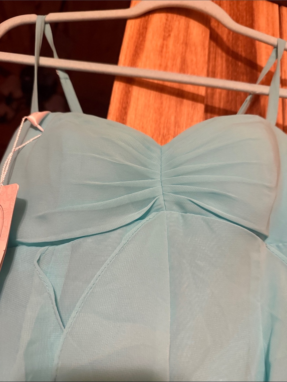 Aqua Ruffle Spaghetti-Strap Mini Dress - Picture 3 of 7